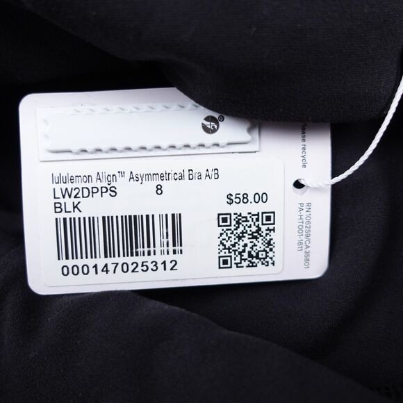 New Lululemon Size 8 Align Asymmetrical Bra A/B Light Support BLK Black $58 - Picture 8 of 8